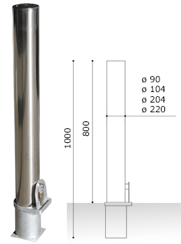 stainless steel removable bollard diameter 100